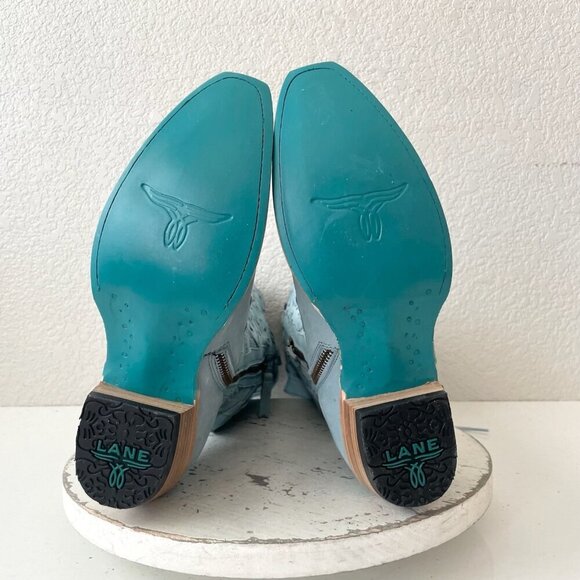 Lane Reverie Womens Cowboy Boots 6.5 Blue Suede Cowgirl Western Knee High Tall - Picture 10 of 13